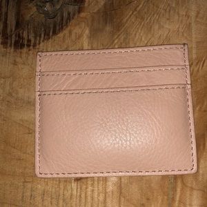Pink leather card holder (madewell)